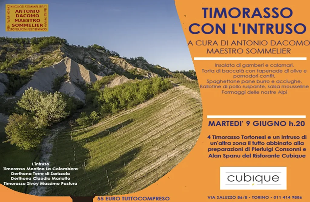 cena timorasso con vini