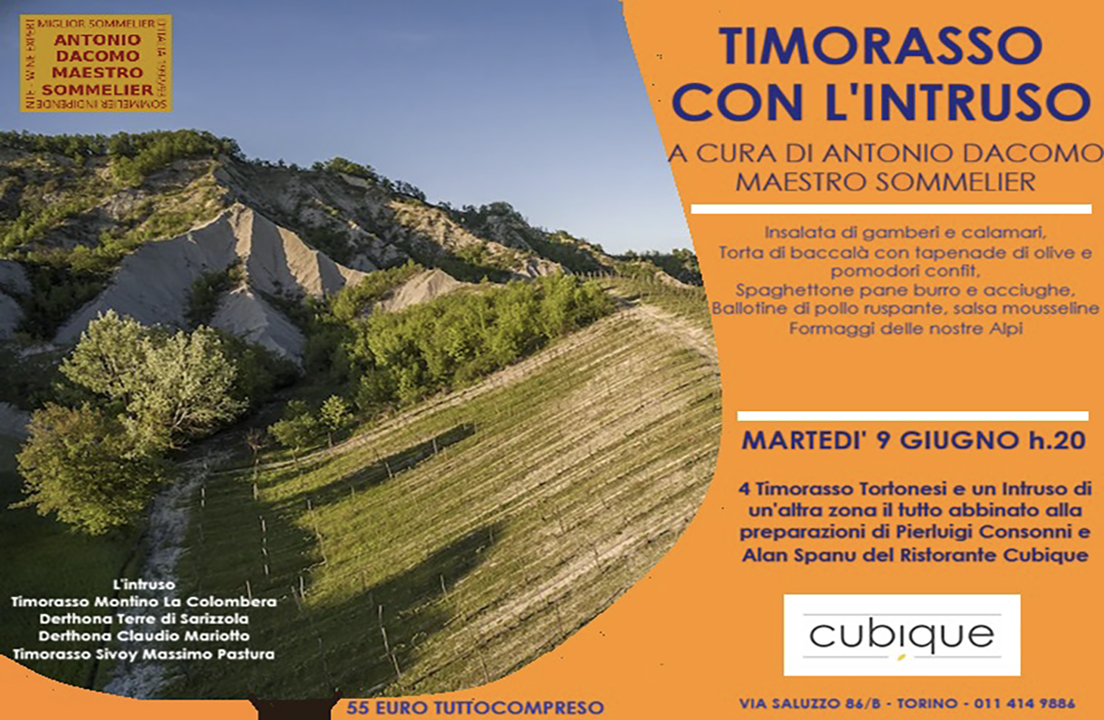 cena timorasso con vini